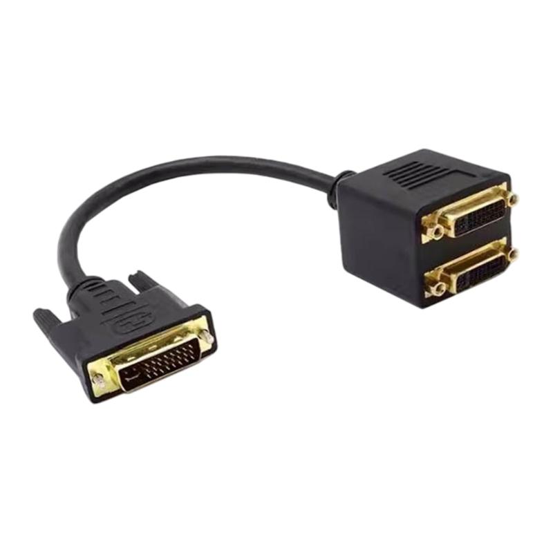 DVI 24+5 Y Splitter Adapter Male To Female For Double Monitor Setups With 1080P High Clear Video Output for Homes,