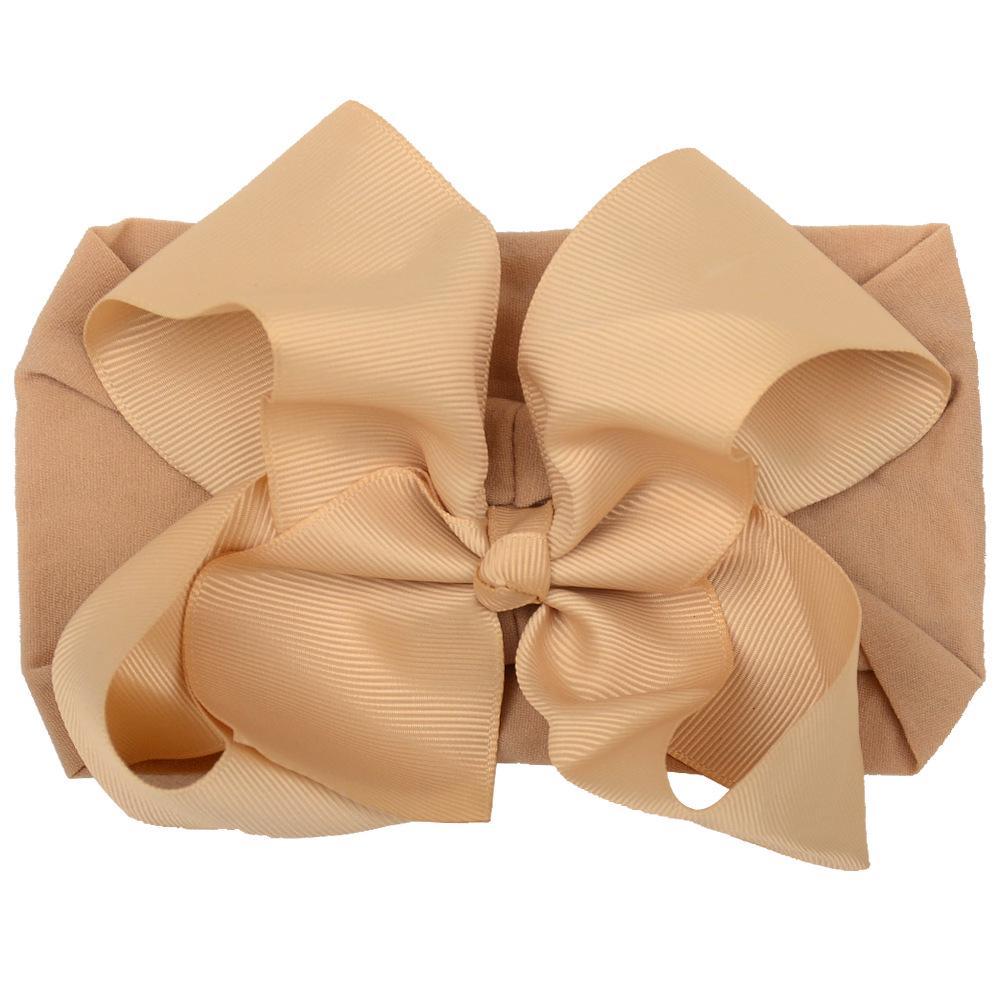 European 6-Inch Elastic Baby & Parent-Child Headband - Solid Color Bow Nylon Hair Accessory