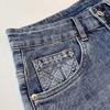 Men's Summer Slim Fit Denim Shorts with Ink-Splashed Print and Diamond Accent