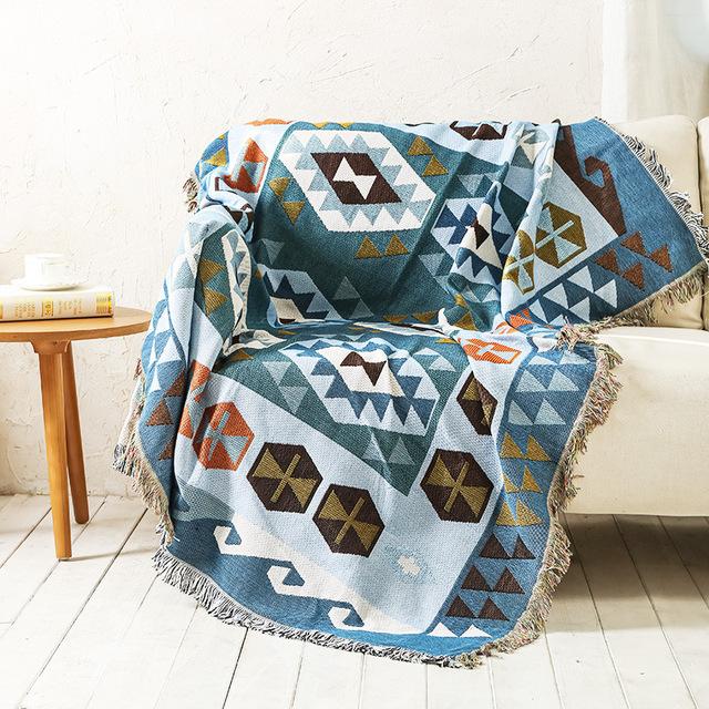 Double Side Boho Plaid Decorative Blankets For Bed Sofa Cover Camping Picnic Blanket Mat Tapestry Chair Couch Slipcover Blanket