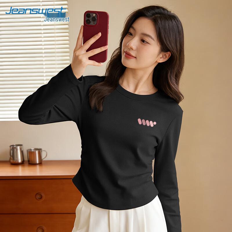 

Jeanswest Women s Slim Fit Graphic Pleated Long Sleeve T-Shirt S
