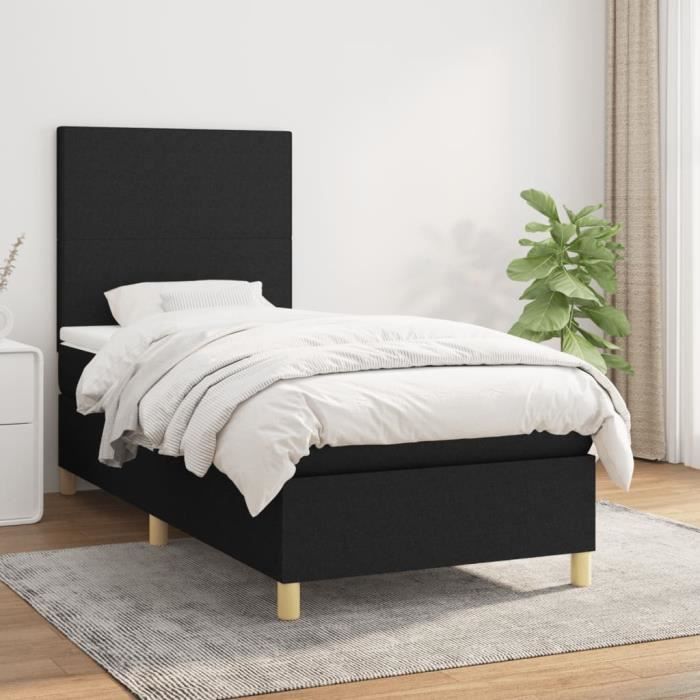 3142139 vidaXL Divan Bed with Mattress Black 90x190 Cm Fabric