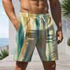 Men Plus Size Tie Dye Printed Beach Shorts Drawstring Waist Side Pockets Straight Leg