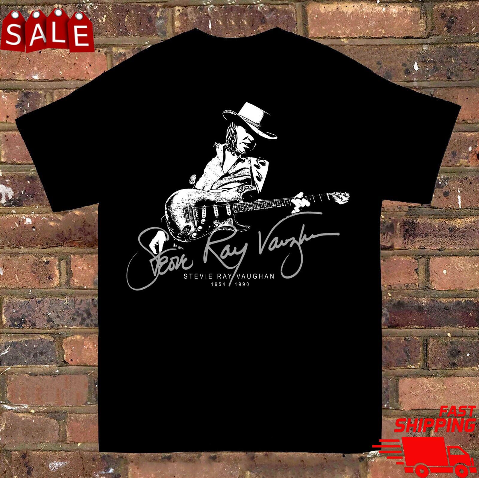 Stevie Ray Vaughan guitar Signature T-Shirt Black Men S-4XL S