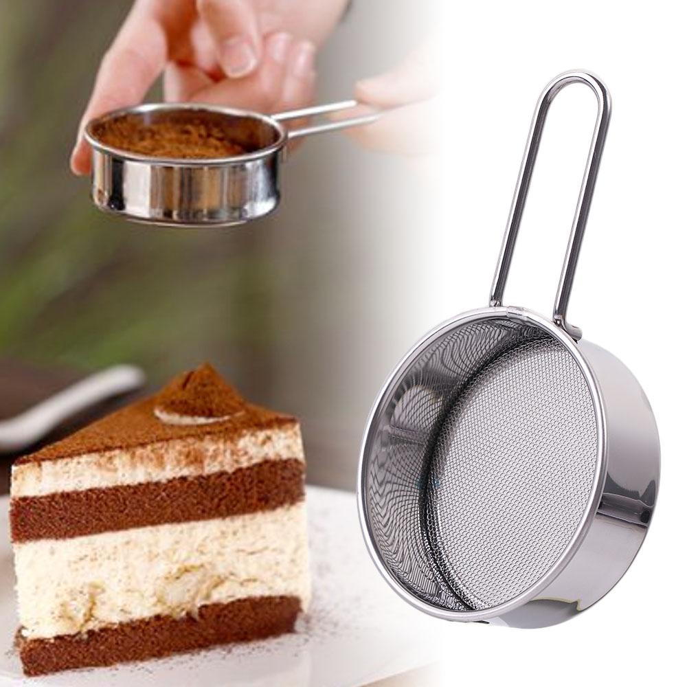 Handheld Baking Fine Mesh Colander Stainless Steel Powder Sieve Filter Spoon Flour Sifter Sifting Tool