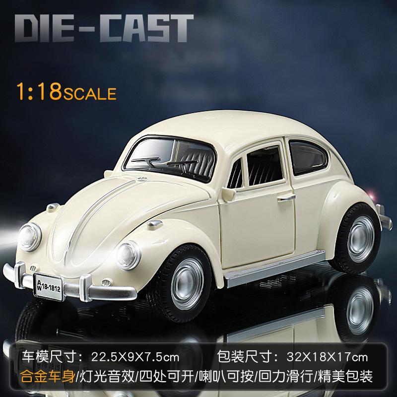 New 1:18 Classic Car Beetle 1955 Alloy Car Model Sound and Light Pull Back Children's Toy Collectibles Birthday gift
