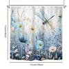 1Pc Watercolor Blue Dragonfly Shower Curtain - Wildflowers & Grass, Polyester, 71X71", 12 Hooks,Waterproof Modern Bath Accessory