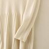 Women O Neck Long Sleeve Solid Color Pleated Knit Autumn Winter Causal Sweater Dresses