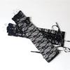 Black Lace-Up Fingerless Gloves - Elegant Half-Sleeve COS Accessories