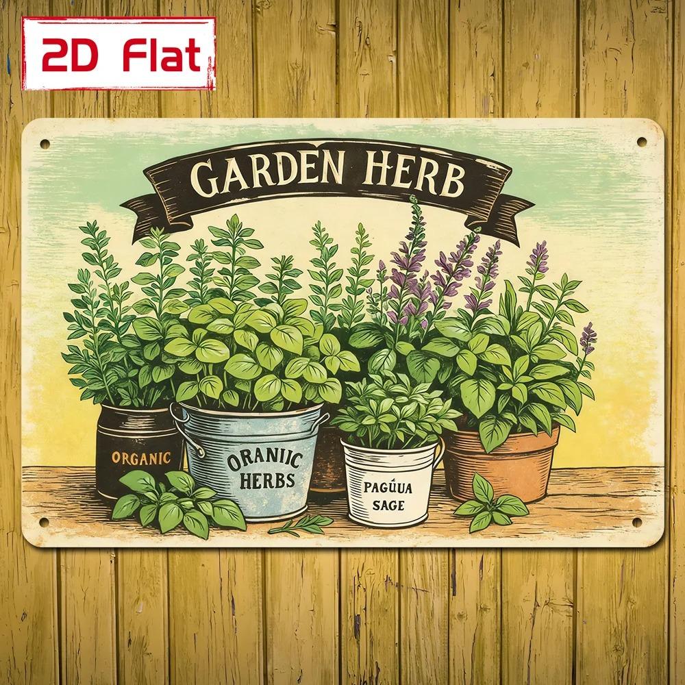 Brand HandPainted Herb Pot Metal Wall Art Sign For Outdoor Garden Study Room Home Decor Gift
