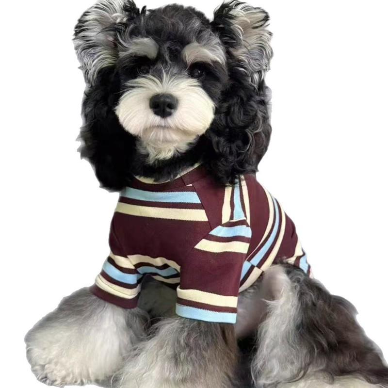 Pet Dog Cat T-Shirt Winter Striped Cotton Casual Tee Small Breeds Like Teddy Schnauzer Bichon Frise