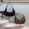Vintage Washed Leather Crossbody Bag Spicy One Shoulder Girl Soft Motorcycle Bag