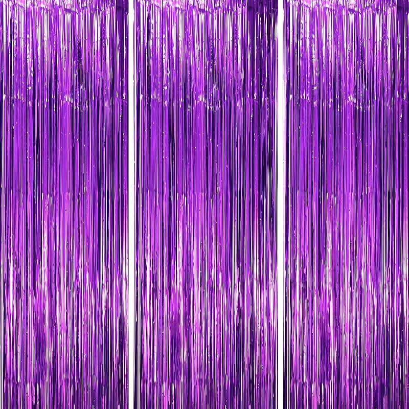 3 Pack 3.3x8.2 Feet Gold Foil Fringe Backdrop Curtains, Tinsel Streamers, Fringe Backdrop for 2025 New Years Eve, Graduation, Birthday, Baby Shower,