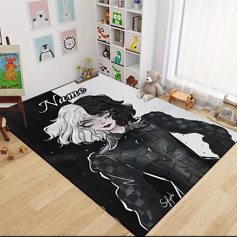 Custom Name Unicorn Pink Flowers Carpet Rug Customizable Soft Washable Anti-Slip Home Living Room Sofa Mats Personalized Rug. 0909122