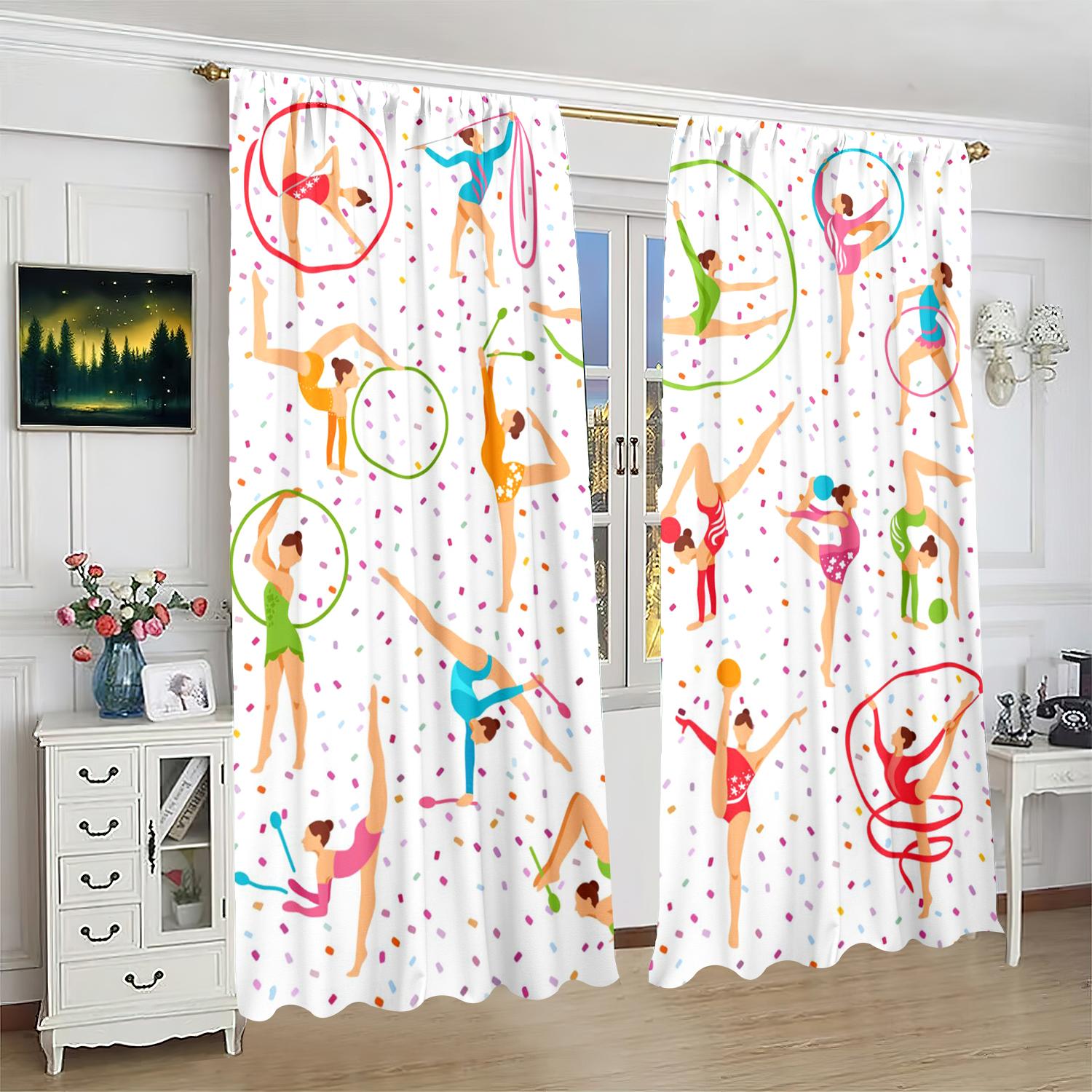 

2 шт. - Мультфильм спортсмена - занавеска с принтом - материал полиэстер - для спальни, гостиной, кабинета, занавеска, препятствующая проникновению помех в личной жизни 30inchx65inchx2Pcs