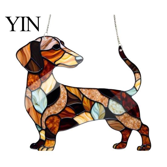 Einzigartiges Geschenk für Freunde Dackel Hängendes Ornament, Acryl Fenster Sonnenfänger, Niedliche Fänger Dekoration Fenster Hund Haus Zimmer Dekor, Veranda