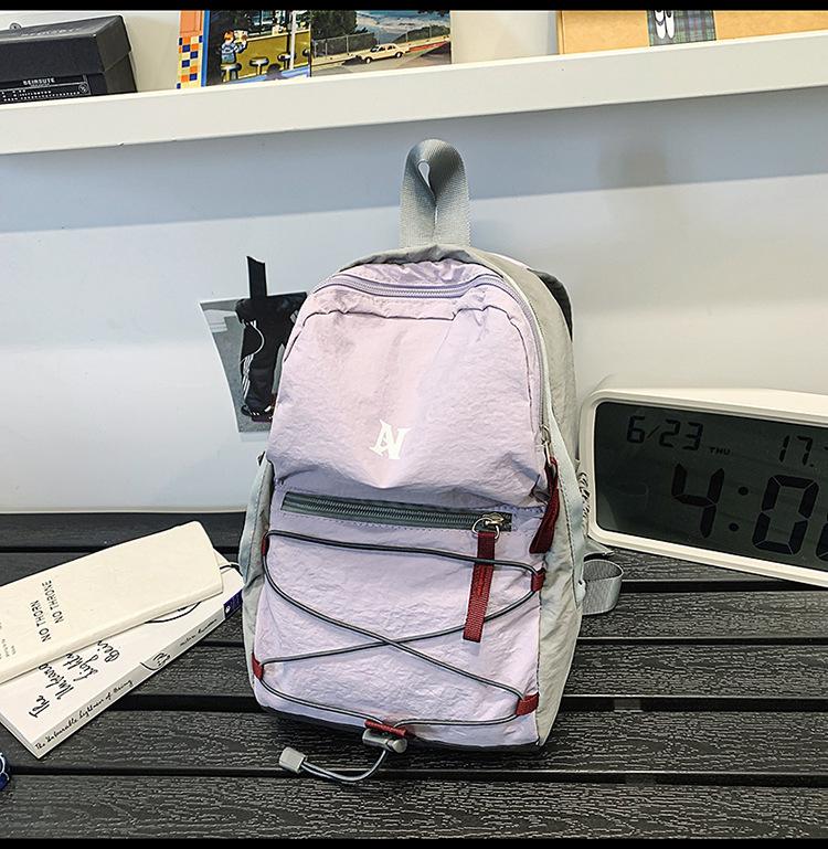 School Bag New Outdoor Backpack Contrasting Color Mountaineering Bag Picnic Retro School Bag Lightweight Travel Bag Sports Hiking Small Backpack