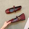 Korean version of versatile one-word belt single shoes casual women's shoes summer French retro Mary Jane shoes flat shoes small leather shoes