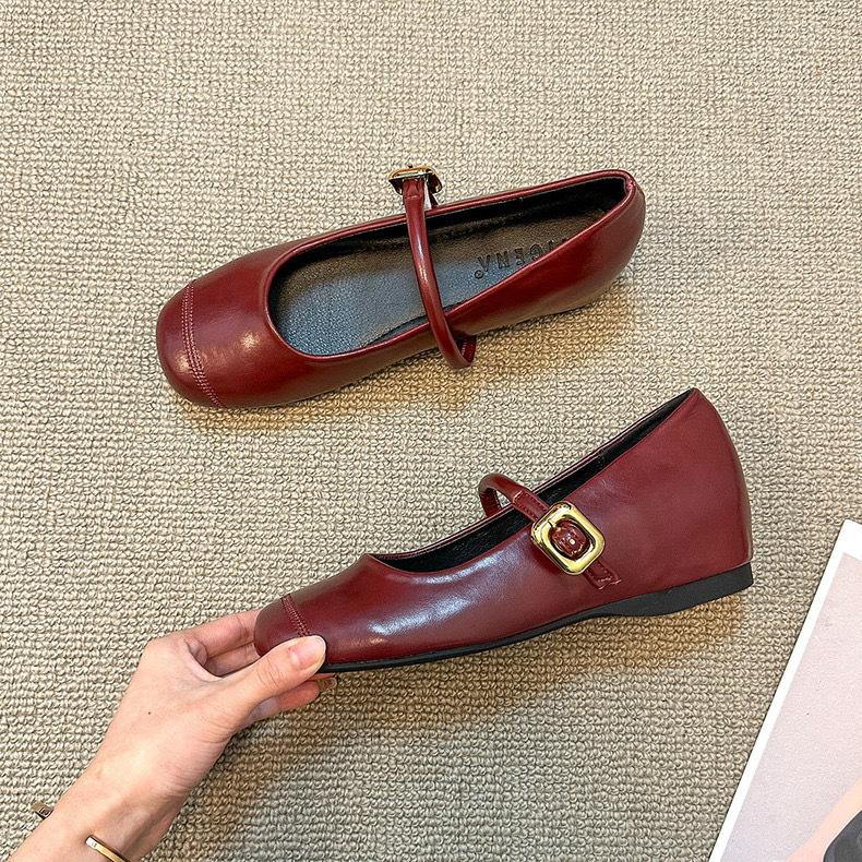 Korean version of versatile one-word belt single shoes casual women's shoes summer French retro Mary Jane shoes flat shoes small leather shoes