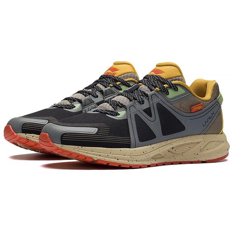 Li-Ning Comfortable Casual Running Shock Absorption Non-Slip Wear-Resistant Low-Top Running Shoes Men Sneakers Black Gray ARSS055-1