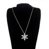 Women Silver Plated Christmas Gift Frozen Snowflake Necklace Rhinestone Crystal Pendant Chain