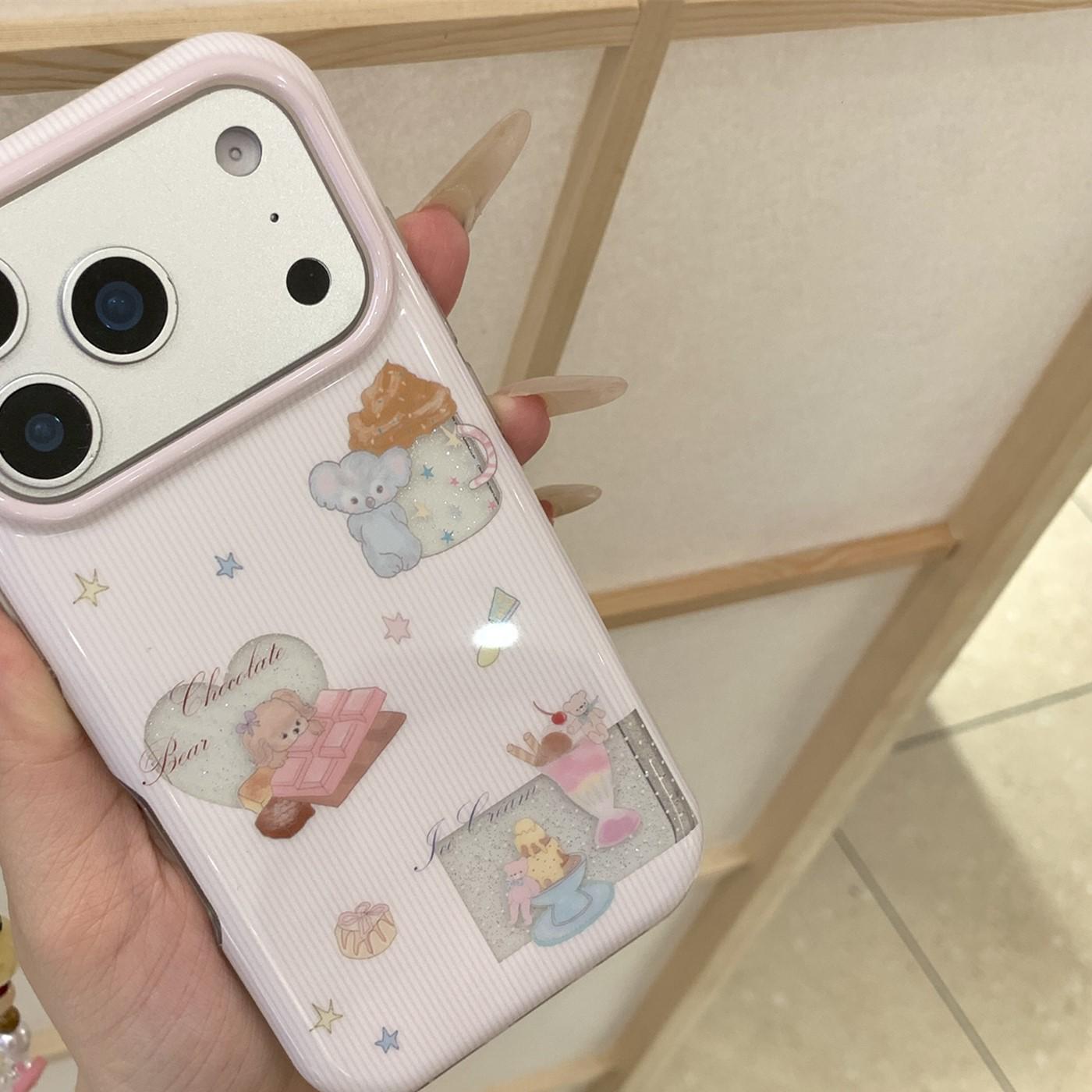 

Cute Glitter Chocolate Bear iPhone 17/16/15 Pro Max Case 15 Pro