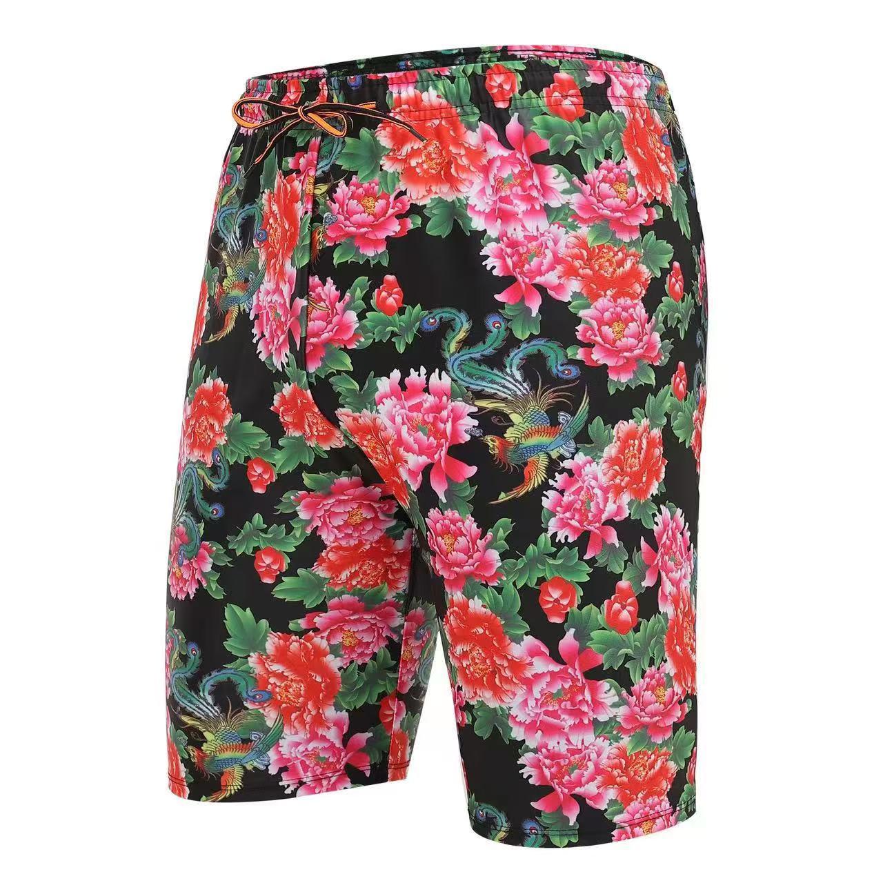 

Мужские летние плавки с цветочным принтом - Свободные повседневные пляжные шорты One Size