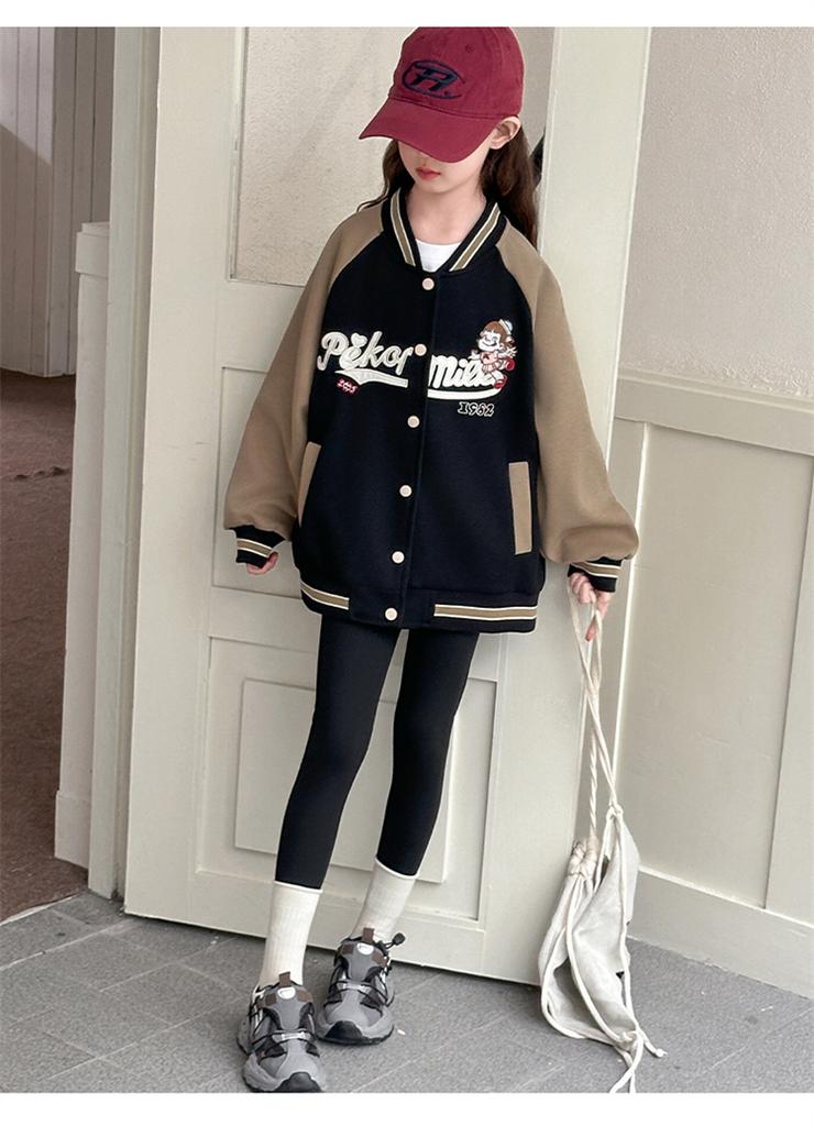 Girls' Spring and Autumn Western-Style Sports Baseball Jacket