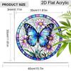 2D Flat Acrylic Butterfly Flower Suncatcher Decorative Hanging Ornament, 7.87/11.81inches Stained Spring Summer Home Balcony Window Wall Garden Tree