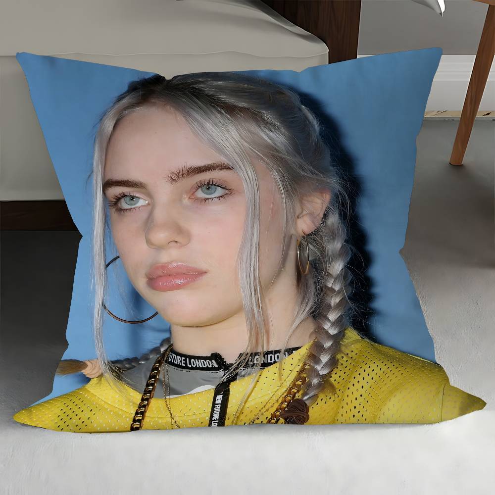 Singer B-Billie-Eilish Decorative Room Aesthetics Pillow Case Home Decor Bedroom Sofa Bed Couch Pillow Cover 45x45