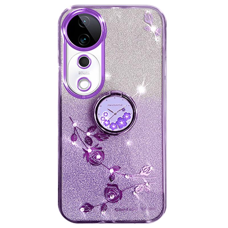 For Vivo S19 Pro 5G Case Ring Holder Cute Floral TPU Phone Cover Gradient