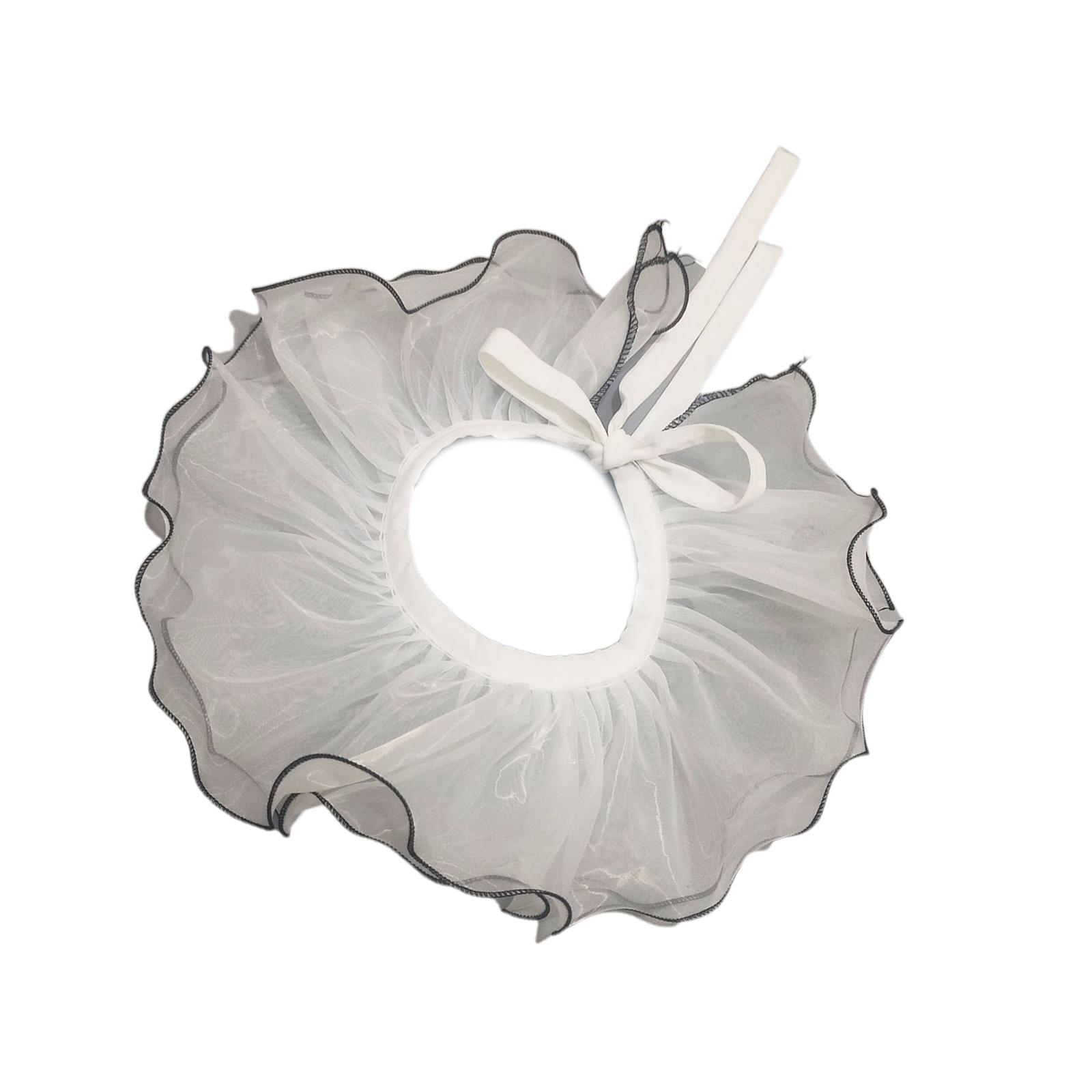 

Регулируемый искусственный воротник Декоративные полурубашки Блузка Воротник Женский оборка Отделка органза Шаль Платья с запахом Ложный воротник белый