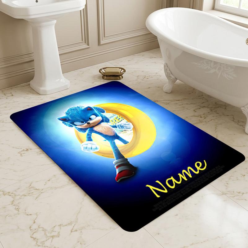 Personalized Name Shadow Sonic Living Room Non-Slip Area Rug Soft Carpet for Bedroom Playroom Sofa Office Home Decor Doormat