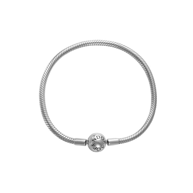 Pandora Moments smooth thin silver buckle 925 silver basic bracelet women s silver 590728 серебряный