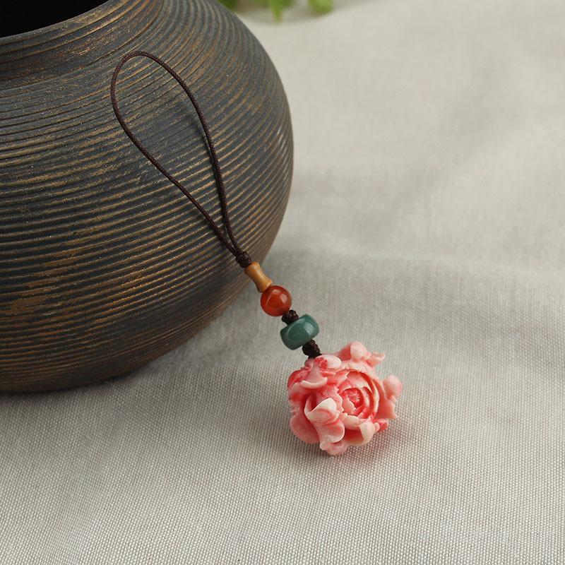 

Retro Peony Pendant Mobile Phone Chain Pendant Exquisite Women S Mobile Phone U Disk Bag Hanging Pendant A