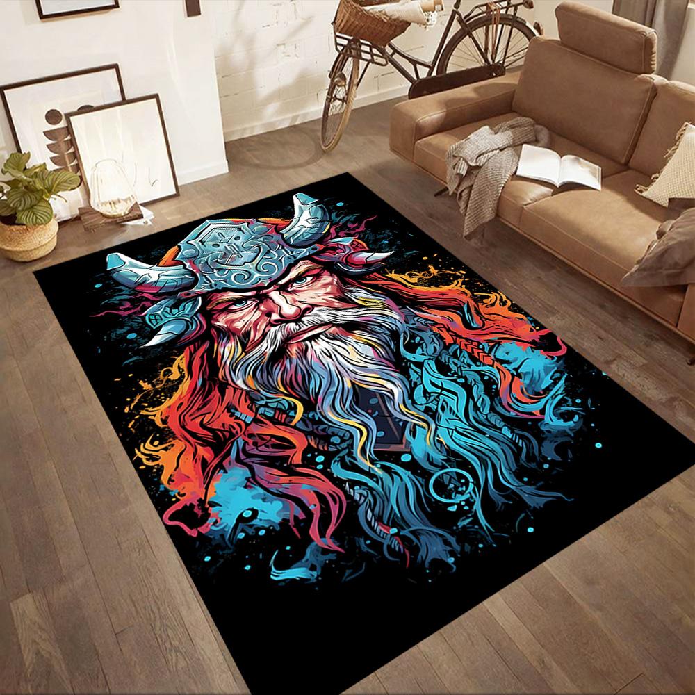 Viking Warrior Artwork Floor Mats for Living Room, Bedroom and Room Decoration Are Suitable for Gifts.