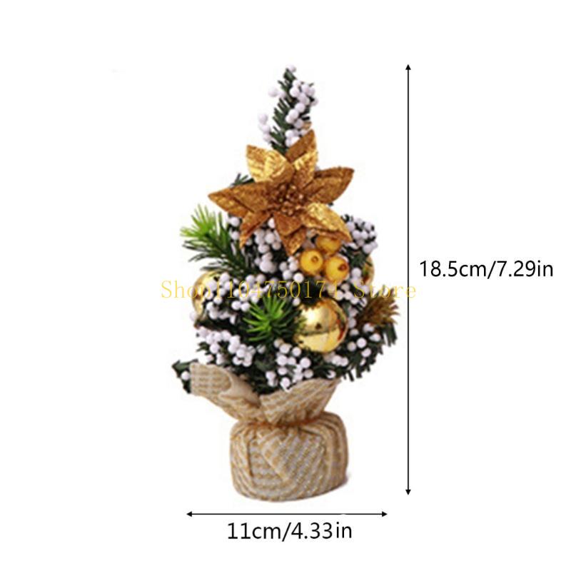 9'' Mini Christmas Tree with Flower Bells Ornaments Xmas Tree Desktop Decoration top sale