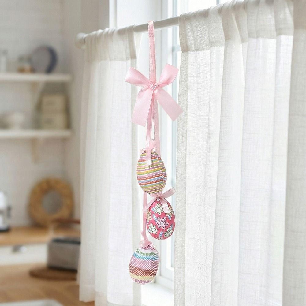 with Bow Foam Eggs Ornaments Painted Colorful Eggs String Easter Eggs Hanging Pendant  Easter Party
