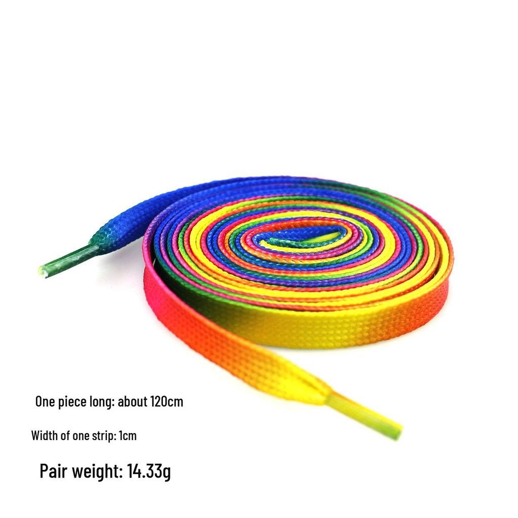 Colorful Rainbow Gradient Polyester Shoelaces for Sneakers and Canvas Shoes - Fun and Creative Laces for Kids