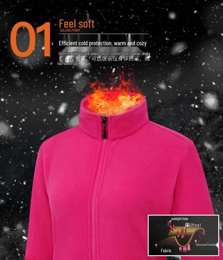 Outdoor Fleece Jacket for Men & Women - Thick Warm Polar Fleece Cardigan with Optional Logo for Autumn/Winter.