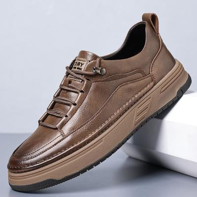 Fashion Men's Shoes Fall 2024 New Fashion Casual Overalls Board Leather Upper Low-top Retro Leather Shoes