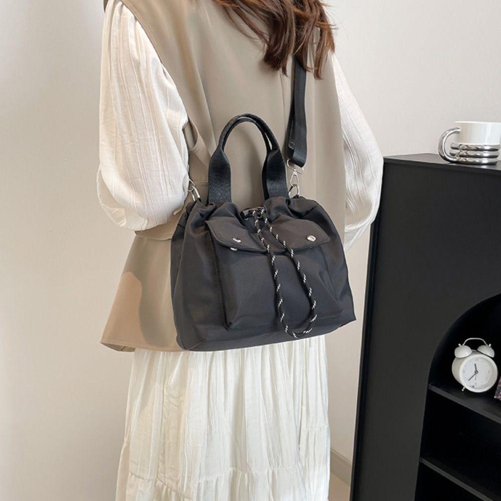 Handbag Nylon Shoulder Bag Korean Style Small Crossbody Bag Cute Drawstring Bucket Bag  Travel