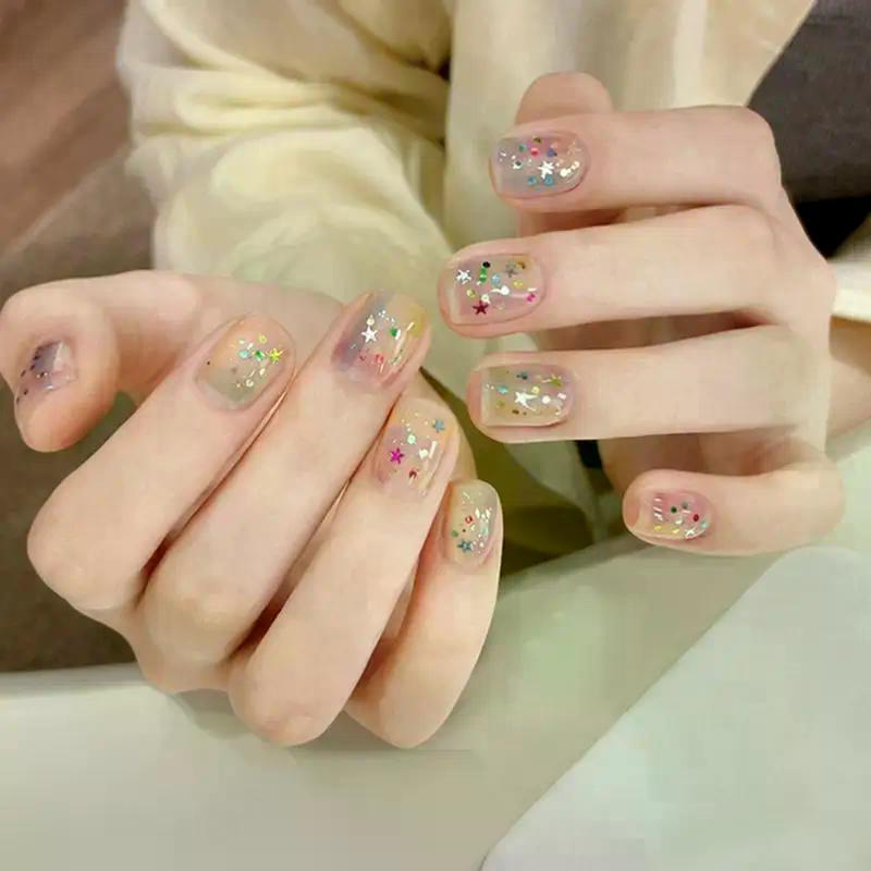 12 Grids Mixed Star Heart Nail Glitter 1mm Star Sequin Nail Art DIY Colorful Sparkling Nail Charms Nail Decoration Accessories