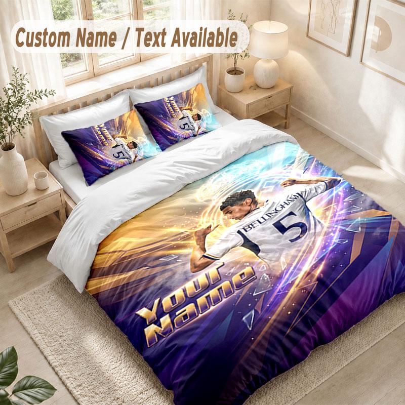Custom Name Bedding Set 3 PiecesJude Bellingham Print Duvet Cover + 2 Pillowcases Soft Bed Decor