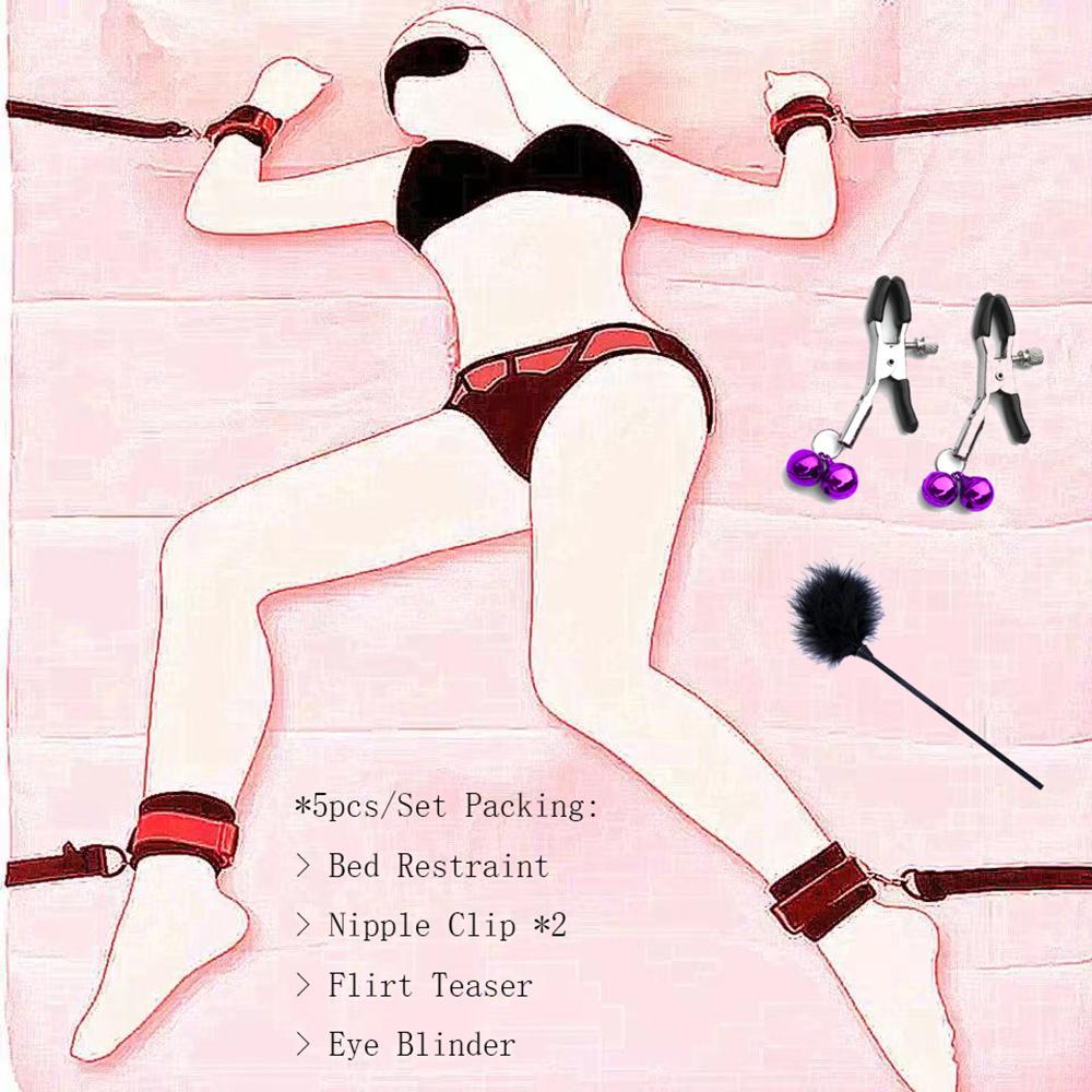 Sexuální pouta na postel Bondage Poutací systém Sexuální hra Párové hry Nylonová pouta Pouta na kotníky Pod Sextoy Sexuální doplněk