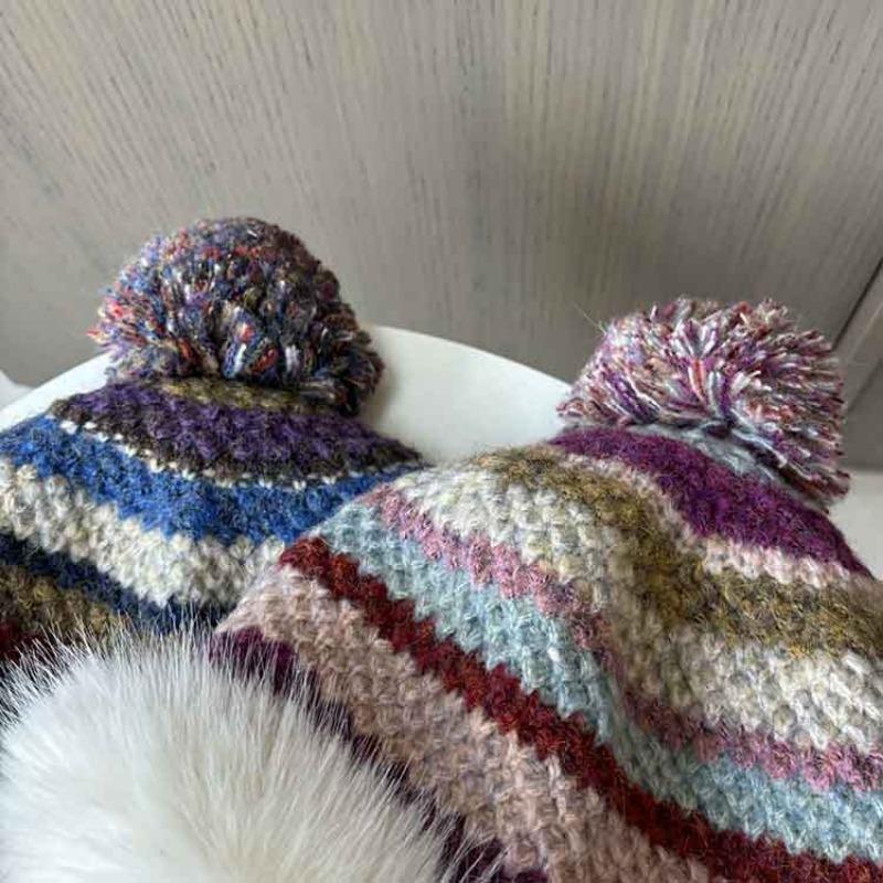 Women S Cute Plush Winter Warm Knit Scarf Retro Colorful Striped Neck Scarf