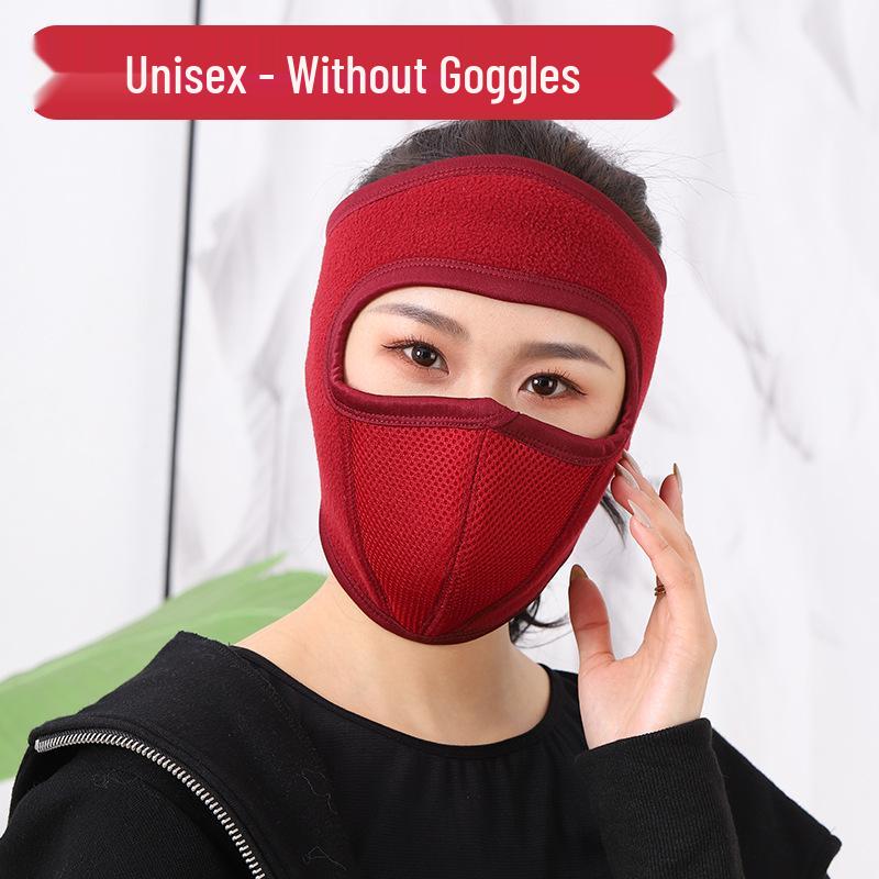 Winter Cycling Windproof Face Mask with Goggles - Breathable Fleece for Men & Women