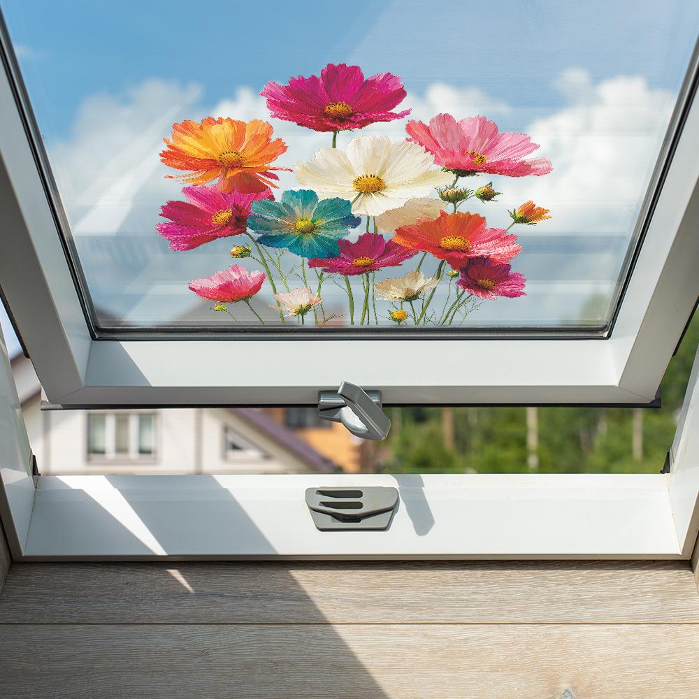 Personalized Embossed Floral Home Glass Window Beautification Stickers