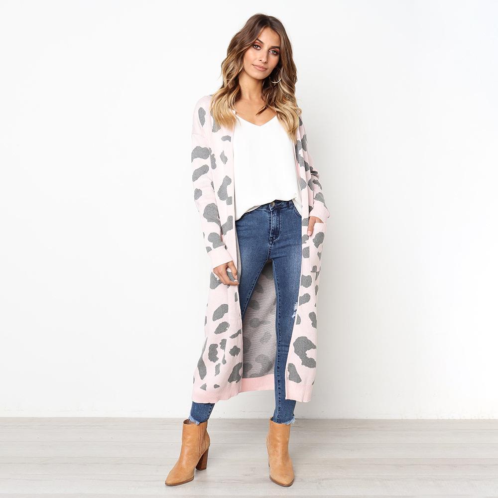 2026 Autumn Leopard Print Open-Front Knitwear Cardigan for Women - European & American Style