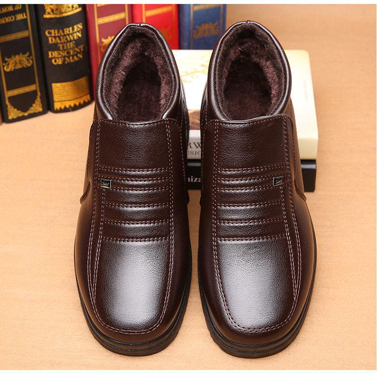 [] Men s cotton shoes piled and thickened thermal casual cotton leather boots men s shoes 39